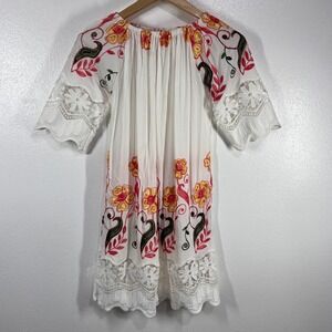 Gael Collection‎ Embroidered Floral Peasant Dress Lace Trim Bohemian Unitalla